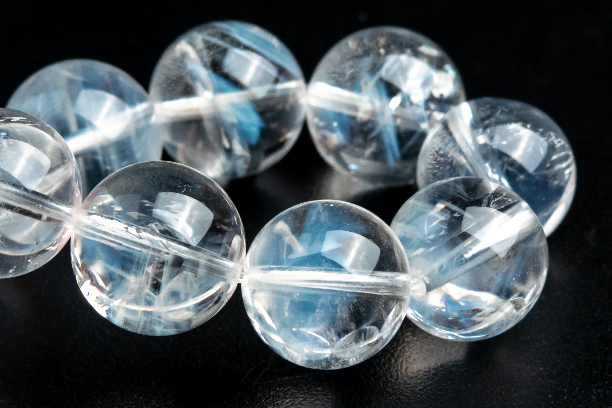 10-11mm Blue Needle Clear Crystal Quartz Beads Bracelet Grade Aa Genuine Natural Round Gemstone 8" (122846h-1348)