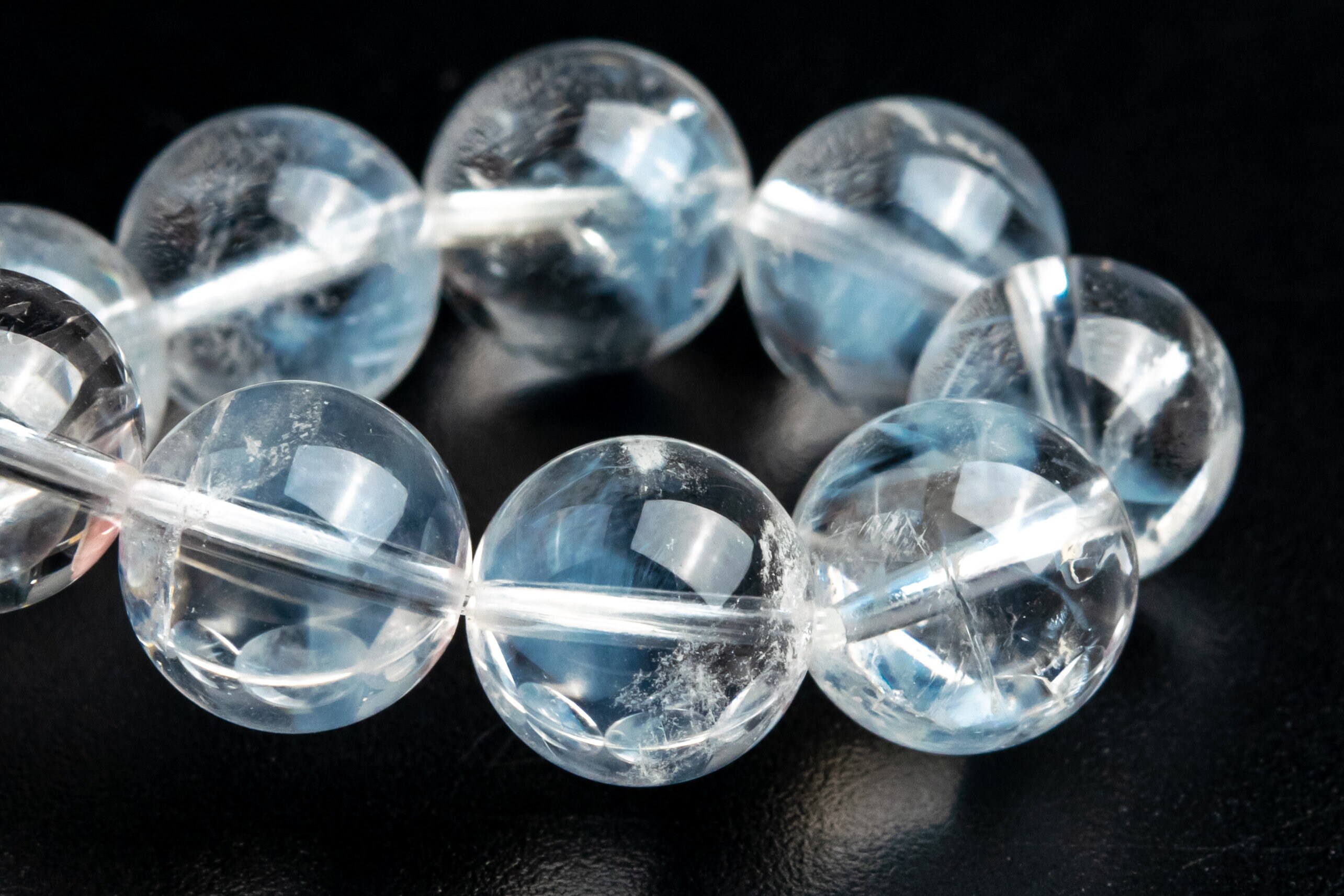 10mm Blue Needle Clear Crystal Quartz Beads Bracelet Grade Aa Genuine Natural Round Gemstone 7.5" (122845h-1348)