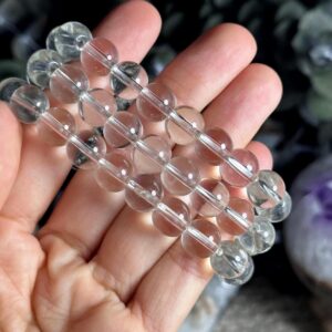 10mm Clear Quartz Beaded Bracelet, Bead Bracelet 10mm Clear Quartz Beaded Bracelet, Bead Bracelet