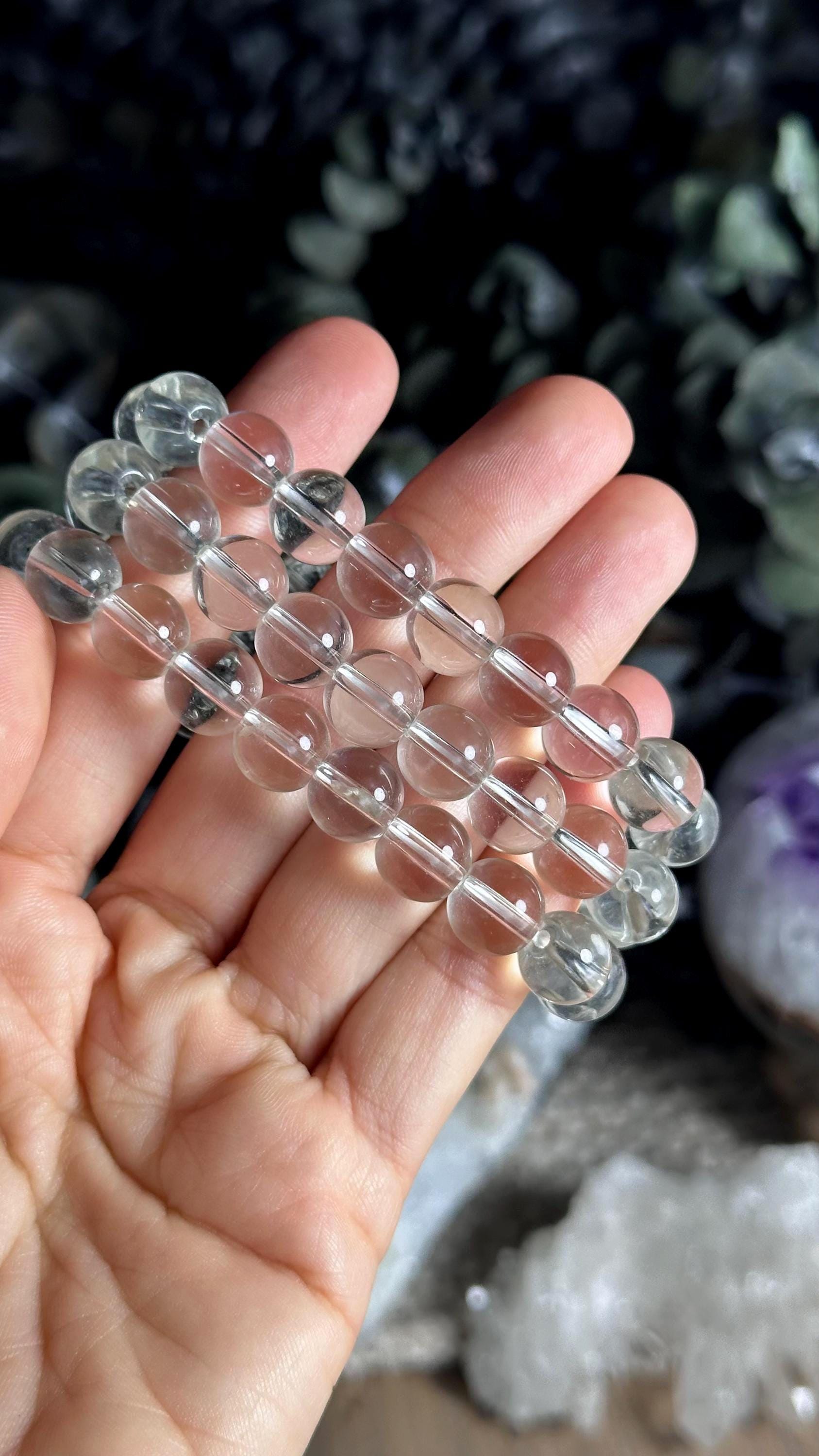 10mm Clear Quartz Beaded Bracelet, Bead Bracelet