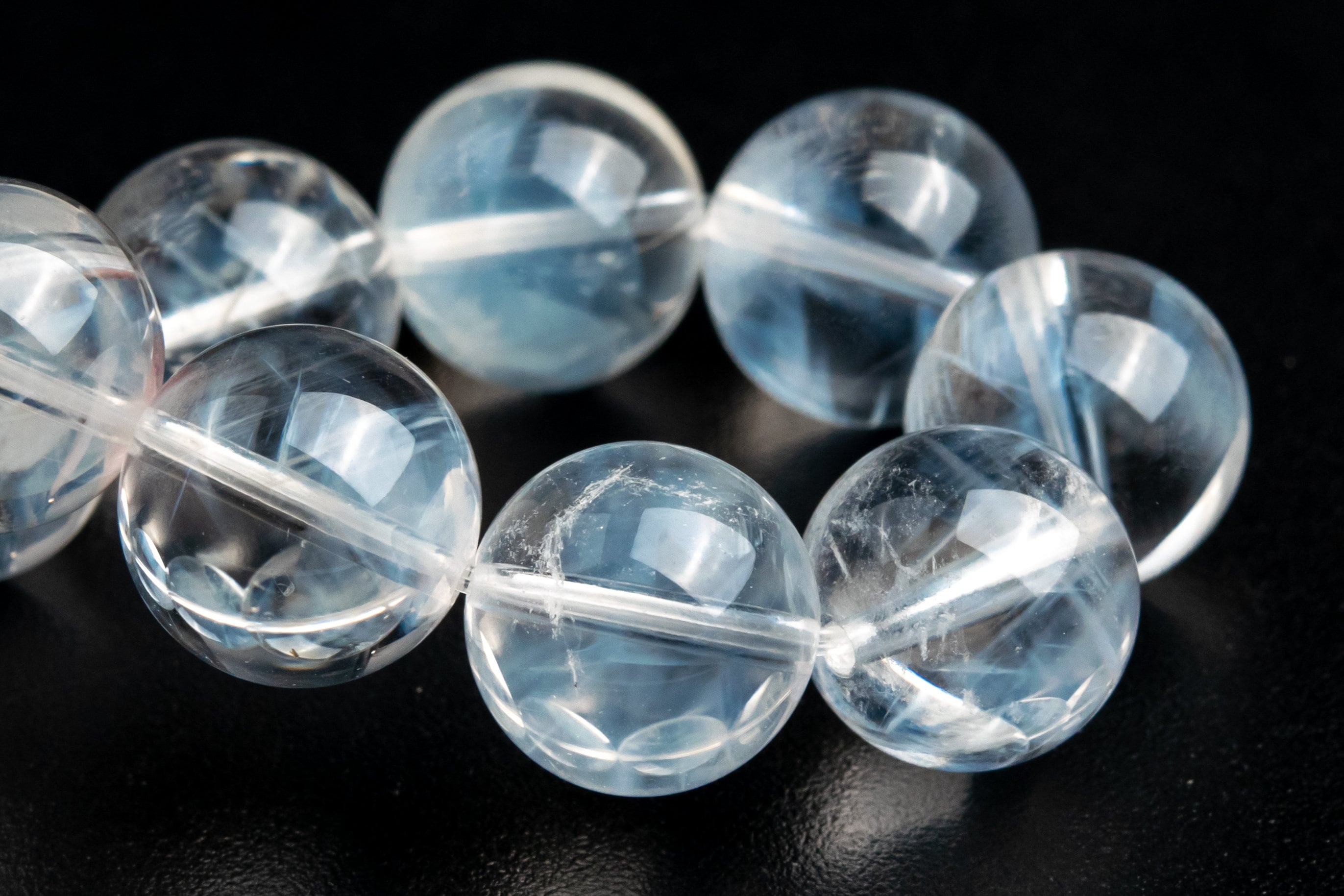 11mm Blue Needle Clear Crystal Quartz Beads Bracelet Grade Aa Genuine Natural Round Gemstone 7.5" (122849h-1394)