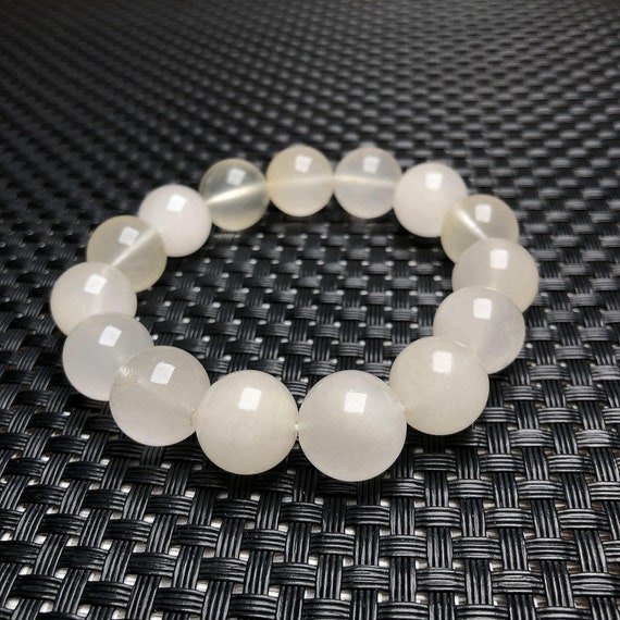 13.2mmnatural White Rabbit Hair Quartz Crystal Bracelet,stunning Round Bead,jewelry Making Design Bracelet,hand Made Old Bracelet Gift