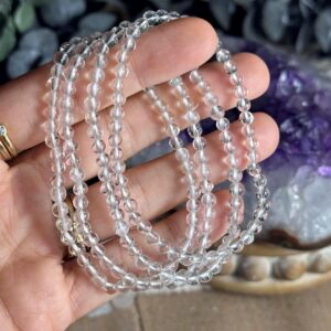 4mm Clear Quartz Bracelet, Minimalist Gemstone Crystal Beaded Bracelet 4mm Clear Quartz Bracelet, Minimalist Gemstone Crystal Beaded Bracelet