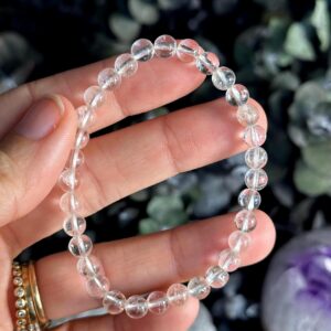6mm Clear Quartz Beaded Bracelet, Bead Bracelet 6mm Clear Quartz Beaded Bracelet, Bead Bracelet