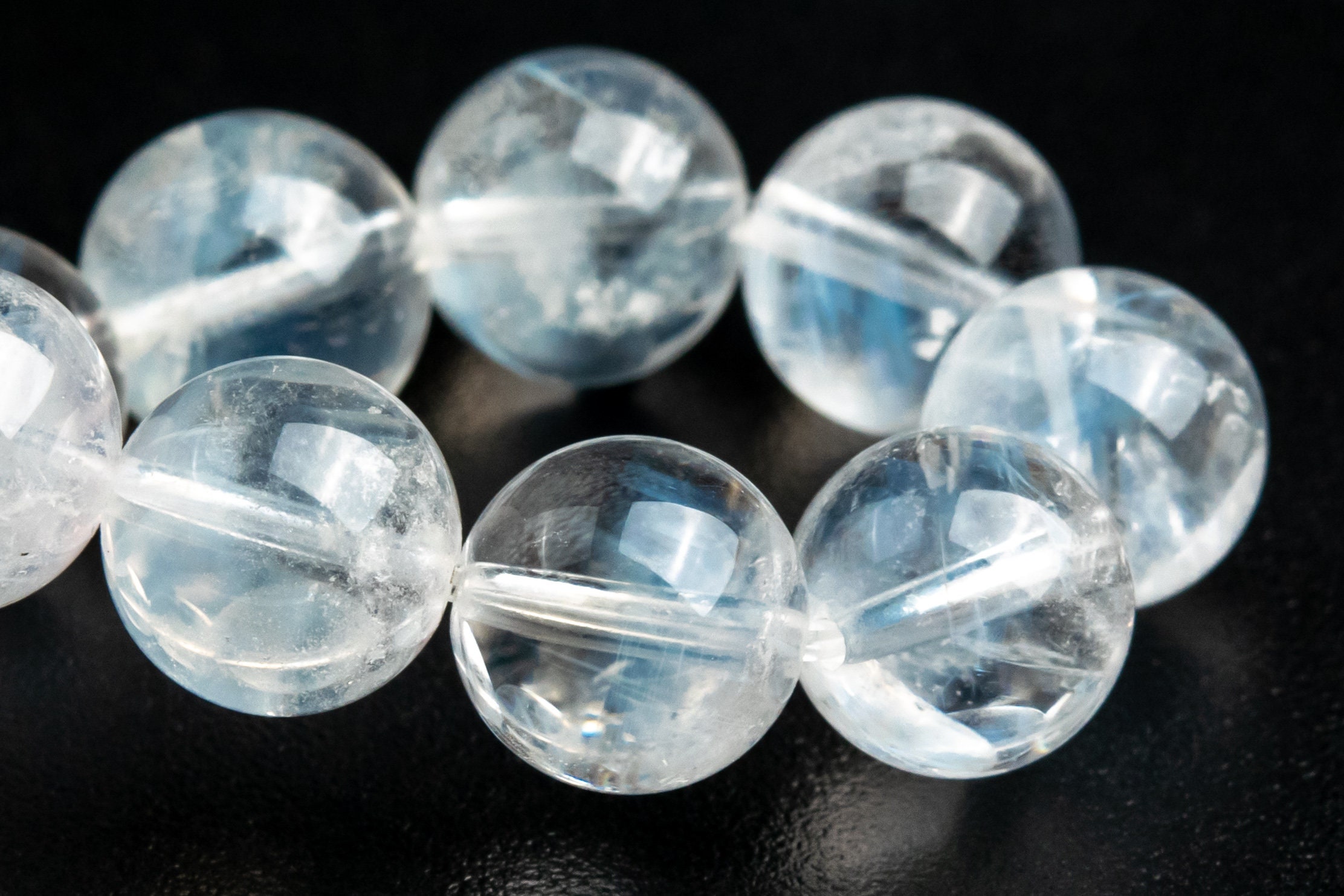 8-9mm Blue Needle Clear Crystal Quartz Beads Bracelet Grade Aa Genuine Natural Round Gemstone 7" (122839h-1319)