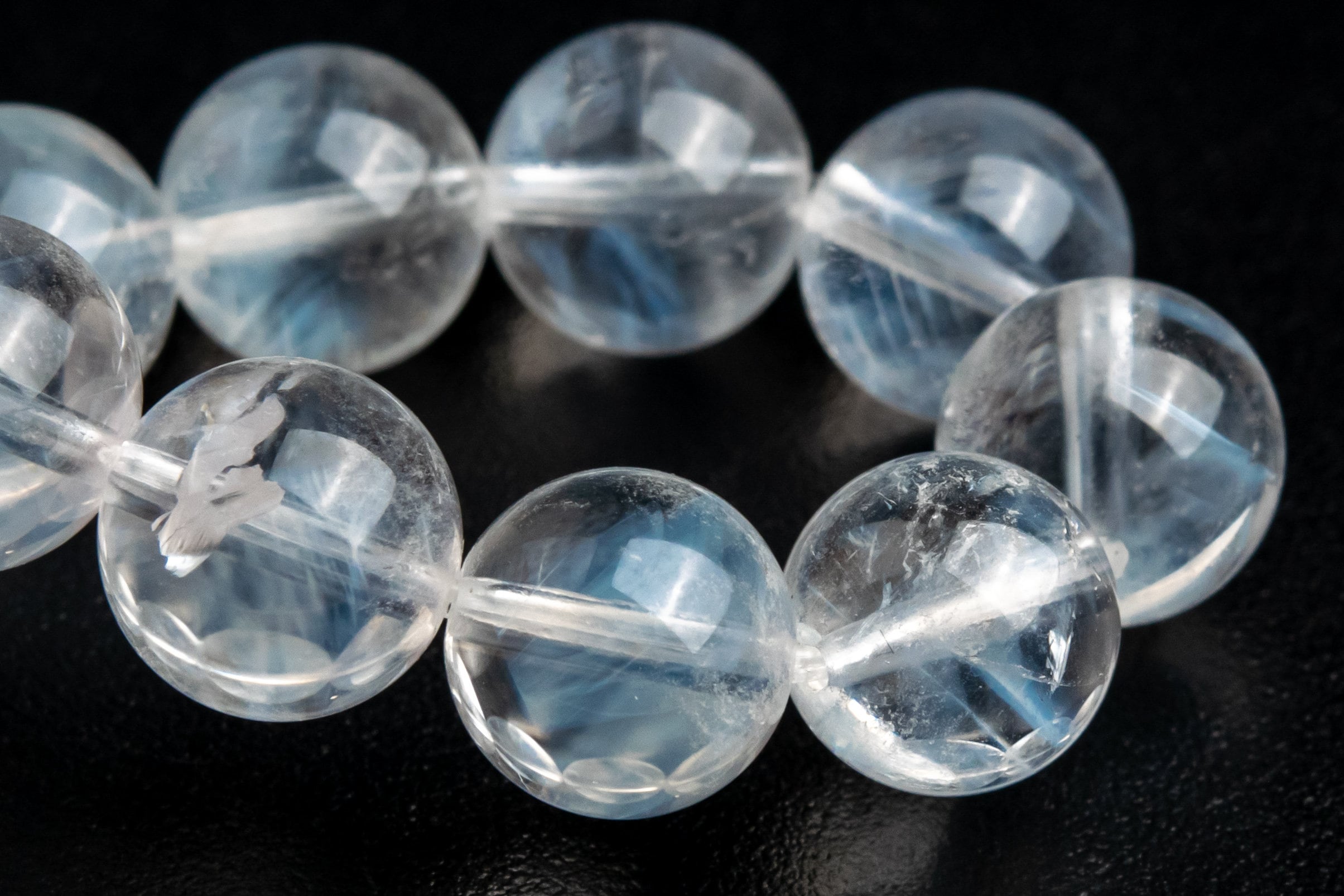 8mm Blue Needle Clear Crystal Quartz Beads Bracelet Grade Aa Genuine Natural Round Gemstone 7" (122837h-1319)