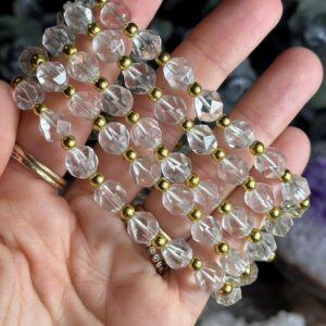 8mm Faceted Quartz Crystal Bracelet: Gemstone Jewelry