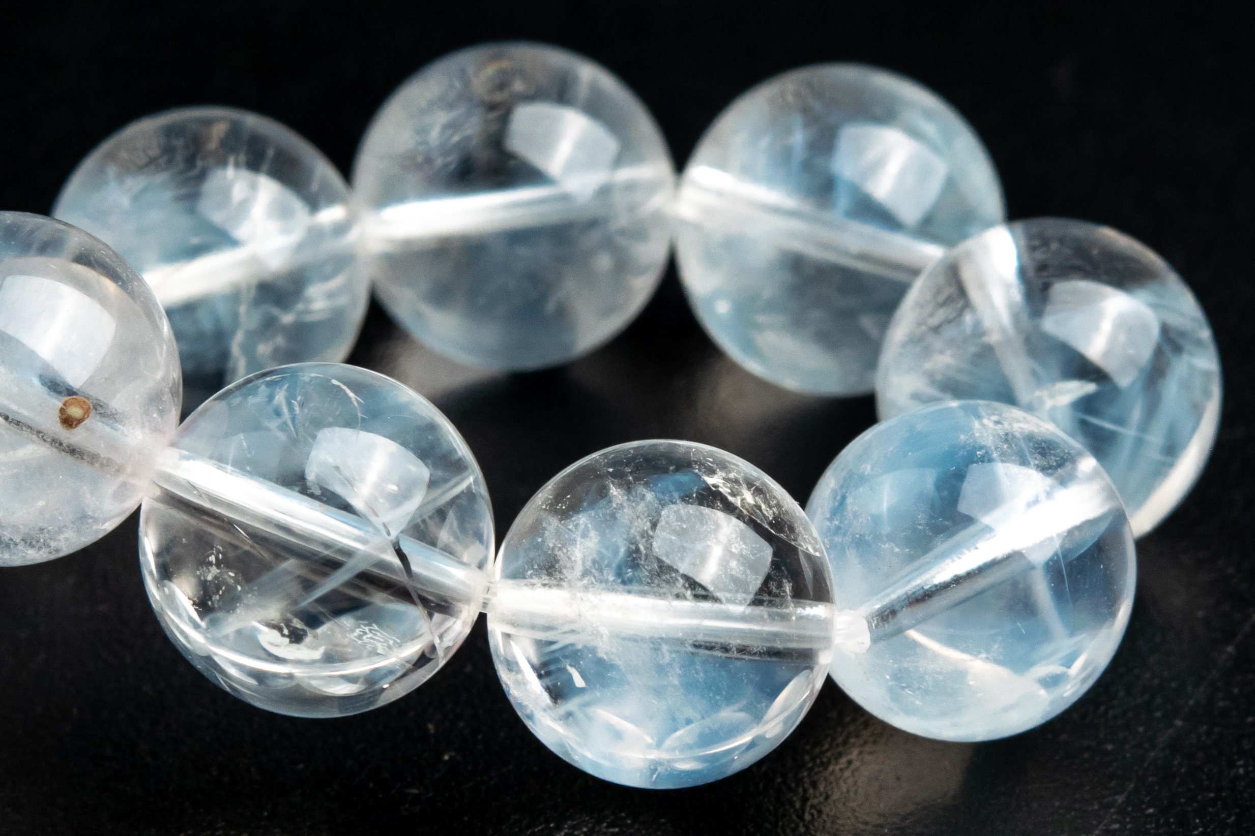 9-10mm Blue Needle Clear Crystal Quartz Beads Bracelet Grade Aa Genuine Natural Round Gemstone 7" (122843h-1347)