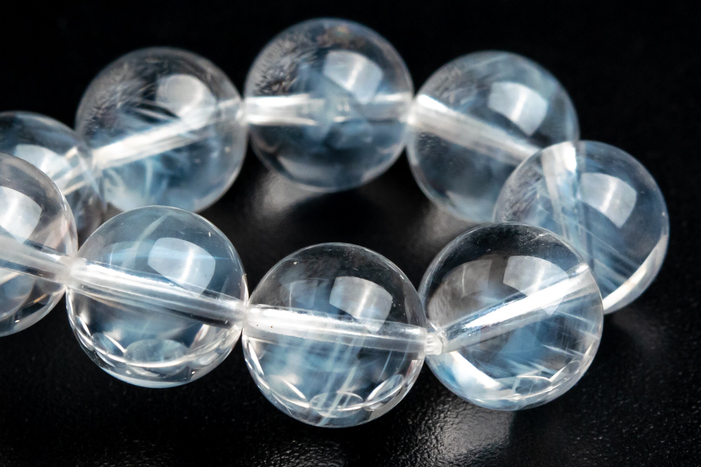 9mm Blue Needle Clear Crystal Quartz Beads Bracelet Grade Aaa Genuine Natural Round Gemstone 7" (122840h-1347)