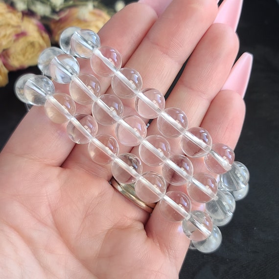 Aaa Clear Quartz Crystal 10mm Round Bead Bracelets On Stretchy String In Bulk Lots, Perfect For Gifts, Meditation, Or Crafts