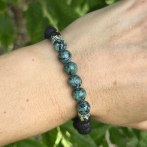 African Turquoise Lava Rock Crystal Bracelet: Handmade Gemstone Beaded Bracelet African Turquoise Lava Rock Crystal Bracelet: Handmade Gemstone Beaded Bracelet