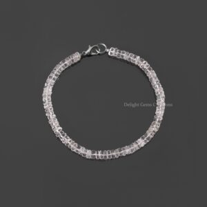 Crystal Quartz Beaded Bracelet, 5mm Smooth Tire Beads