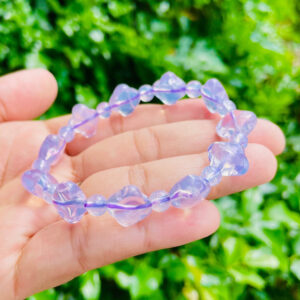 Lavender Moon Quartz Bracelet: Clover Flower Gemstone Beads Lavender Moon Quartz Bracelet: Clover Flower Gemstone Beads