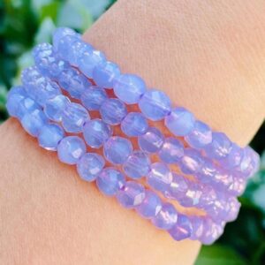 Lavender Moon Quartz Bracelet: Faceted 5mm Lilac Crystal Gemstone Lavender Moon Quartz Bracelet: Faceted 5mm Lilac Crystal Gemstone