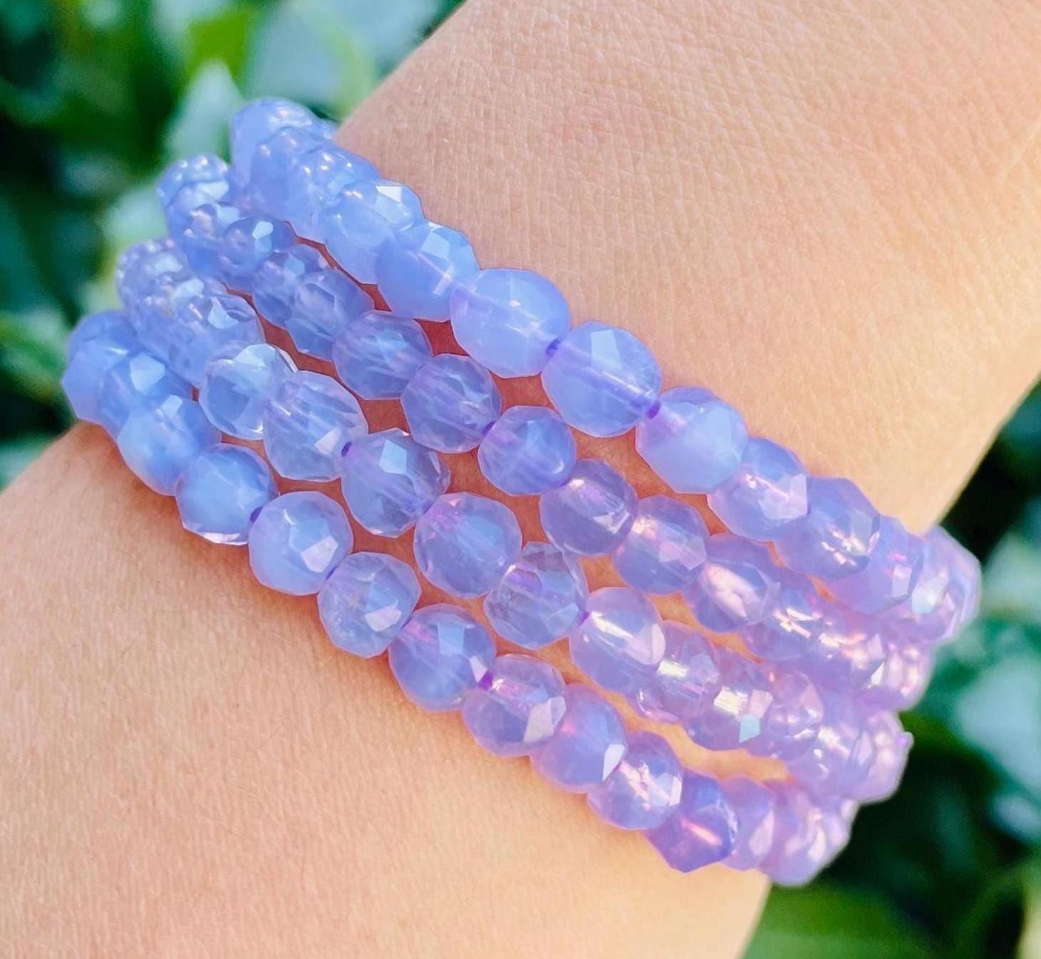 Lavender Moon Quartz Bracelet: Faceted 5mm Lilac Crystal Gemstone
