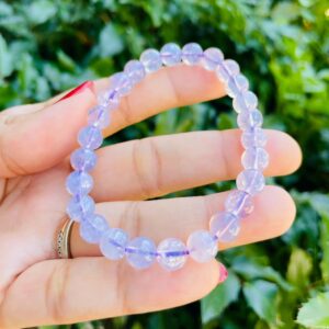 Lavender Moon Quartz Bracelet: Light Purple Crystal Gemstone (7.5MM) Lavender Moon Quartz Bracelet: Light Purple Crystal Gemstone (7.5MM)