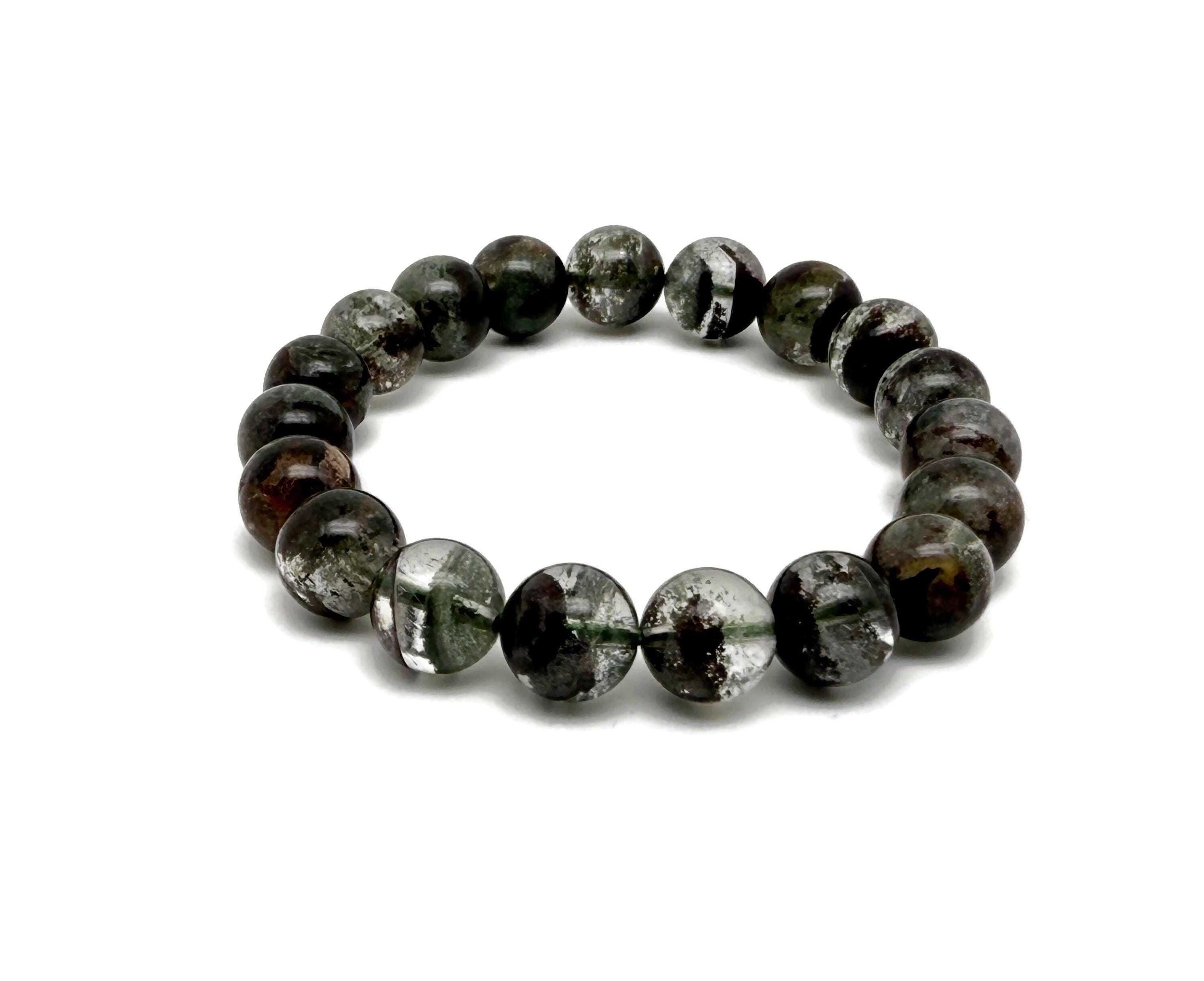 Lodolite Garden Quartz Gemstone Bracelet - Aaa Premium Quality Crystal Bracelet - Men&women Stretchy Bracelet - Crystal Healing - Aa1011