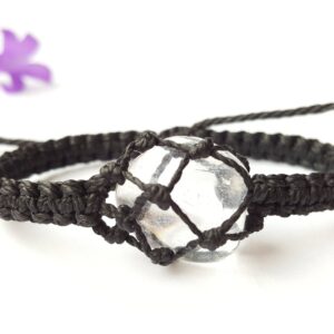 Macrame Crystal Quartz Bracelet: Adjustable Chakra Jewelry