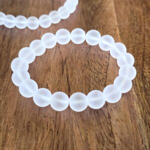 Matte Quartz Crystal Bracelet: Beaded Gemstone Stretch Bracelet Matte Quartz Crystal Bracelet: Beaded Gemstone Stretch Bracelet