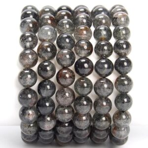 Natural Rare Black Phantom Mica Quartz Gemstone Grade AAA Round Bracelet 8MM 10MM 7.5 inch Strand (S36) Natural Rare Black Phantom Mica Quartz Gemstone Grade AAA Round Bracelet 8MM 10MM 7.5 inch Strand (S36)