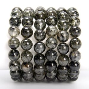 Natural Rare Black Phantom Mica Quartz Gemstone Grade AAA Round Bracelet 10MM 7.5 inch Strand (80019870-S36) Natural Rare Black Phantom Mica Quartz Gemstone Grade AAA Round Bracelet 10MM 7.5 inch Strand (80019870-S36)