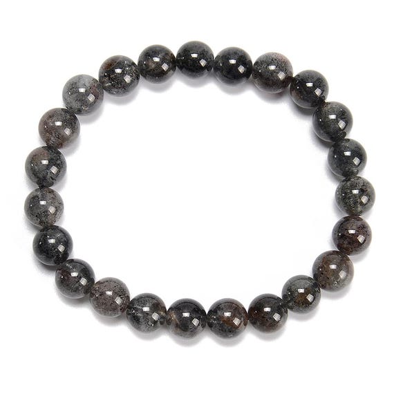 Natural Rare Black Phantom Mica Quartz Gemstone Grade Aaa Round Bracelet 8mm 10mm 7.5 Inch Strand Bulk Lot 1,2,6,12 And 50 (s36)