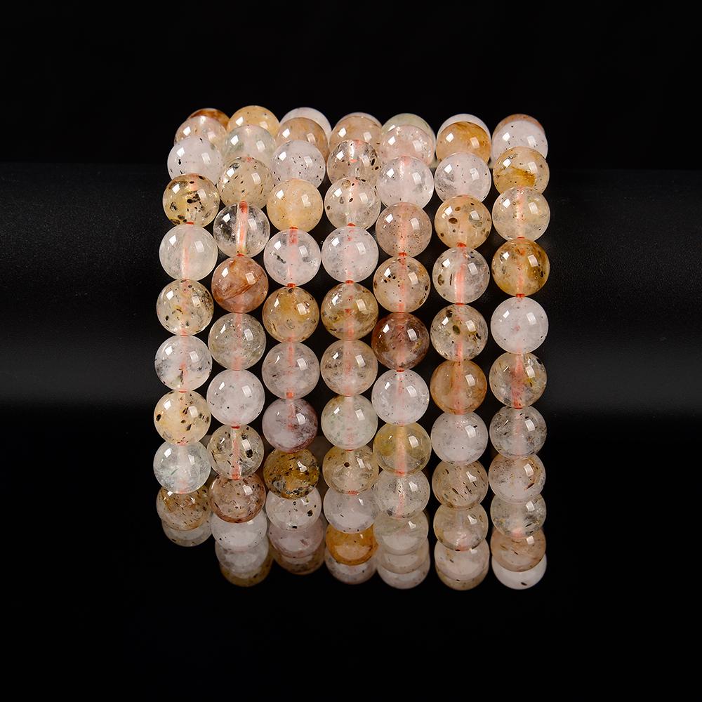 Natural Rare Quartz With Muscovite Biotite Mica Inclusions Gemstone Round Bracelet 8mm 12mm 7.5 Inch Strand (s44) Natural Rare Quartz With Muscovite Biotite Mica Inclusions Gemstone Round Bracelet 8mm 12mm 7.5 Inch Strand (s44)