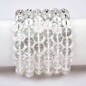 Natural Rock Crystal Clear Quartz Gemstone Round Bracelet 7MM 10MM 7.5 inch Strand (S23) Natural Rock Crystal Clear Quartz Gemstone Round Bracelet 7MM 10MM 7.5 inch Strand (S23)