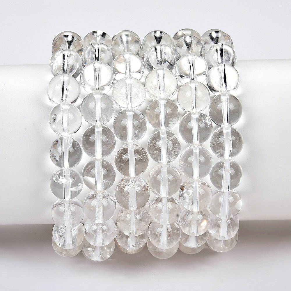 Natural Rock Crystal Clear Quartz Gemstone Round Bracelet 7mm 10mm 7.5 Inch Strand (s23) Natural Rock Crystal Clear Quartz Gemstone Round Bracelet 7mm 10mm 7.5 Inch Strand (s23)