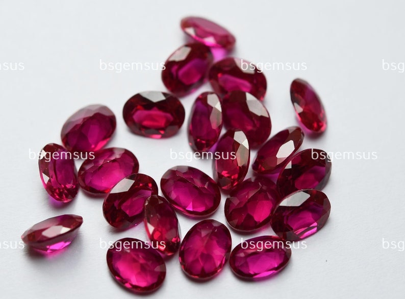 10 Pcs, Rubelite Corundum Hydro Quartz Oval Shape Cabochon, Loose Stones, 10 Piece Of 8x6mm