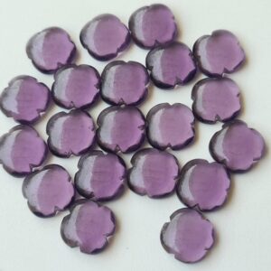 15mm Purple Hydro Quartz Fancy Floral Cabochons, Purple Hydro Quartz Clover Shape For Jewelry, Purple Hydro Quartz (3pcs To 6pcs Options)