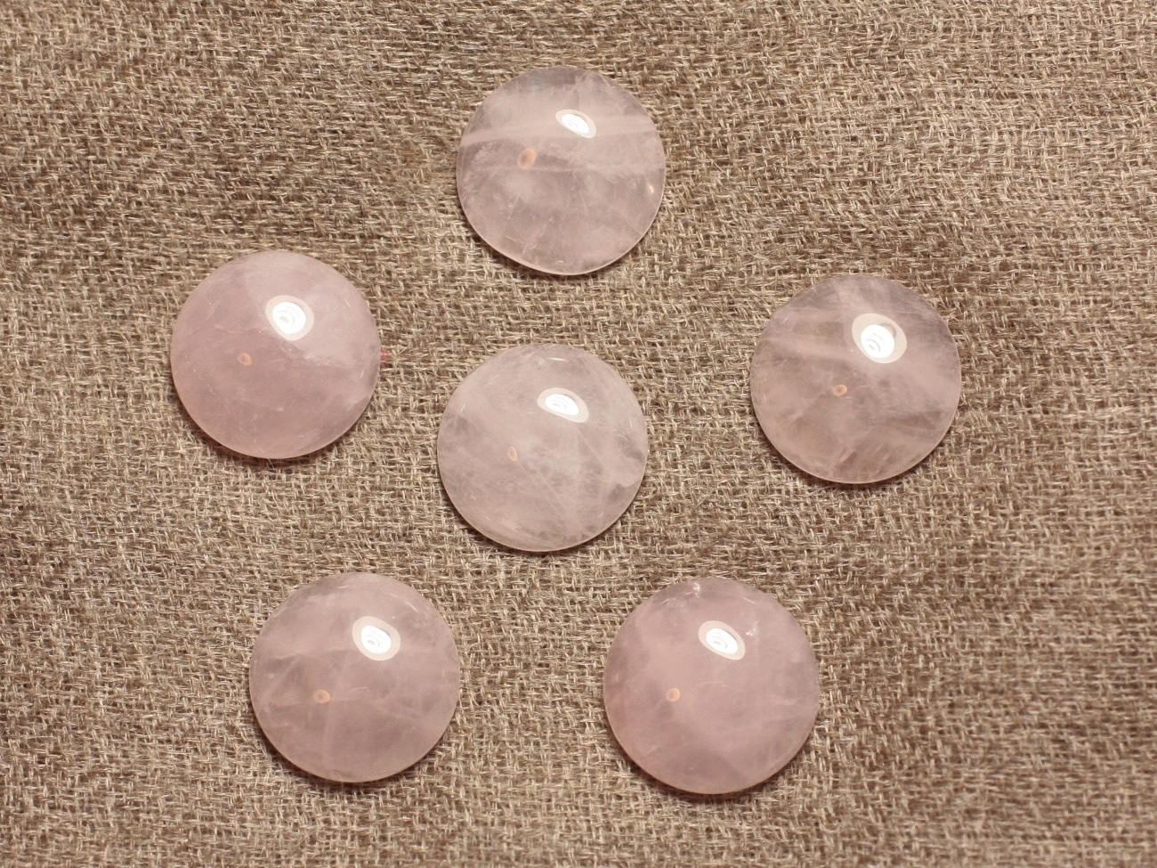 1pc - Cabochon Pierre Quartz Rose Rond 16mm Rose Clair Transparent - 4558550027924
