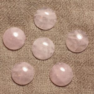 1pc - Cabochon Pierre Quartz Rose Rond 12mm rose clair transparent - 7427039734714