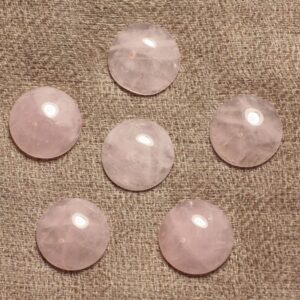 1pc - Cabochon Pierre Quartz Rose Rond 15mm rose clair transparent - 4558550030818