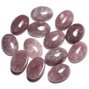1pc - Cabochon Pierre Quartz Hématoide Hématite Ovale 18x13mm rose violet mauve blanc - 8741140008359