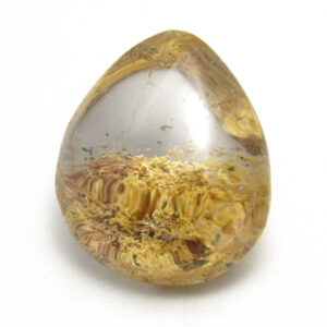 23.17 Carats Quartz Chlorite Cabochon Tear Drop Lodolite Inclusions Rutilated Natural Ring Jewelry One of a Kind Handmade Unique Transparent