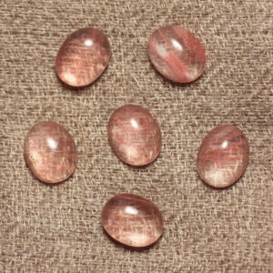 2pc - Cabochon Pierre Quartz Cerise Ovale 10x8mm rose corail peche transparent - 7427039743181