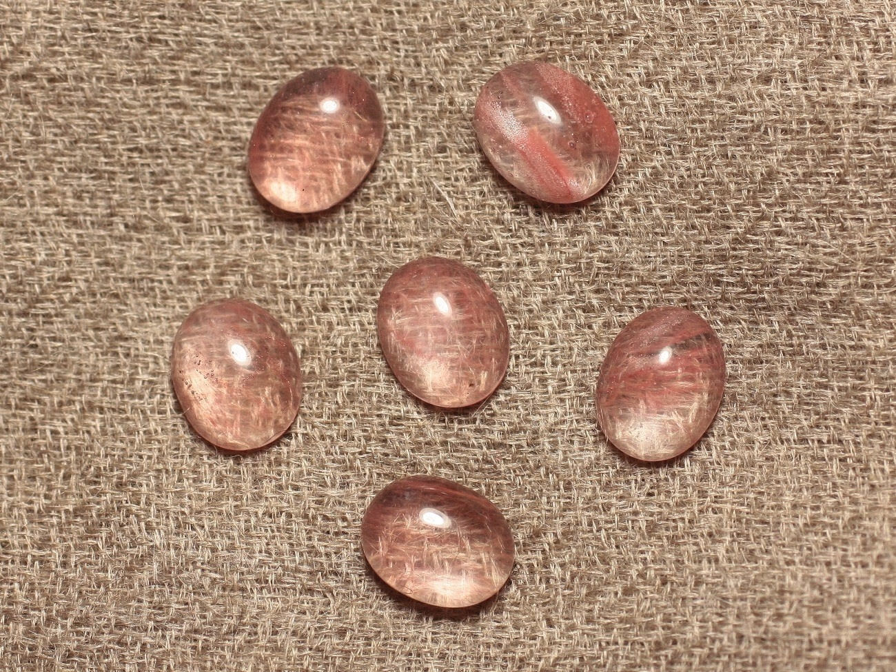 2pc - Cabochon Pierre Quartz Cerise Ovale 10x8mm Rose Corail Peche Transparent - 7427039743181