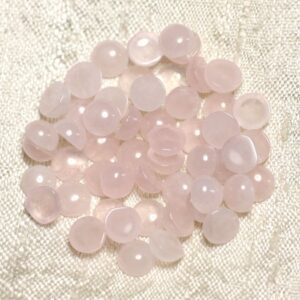 2pc - Cabochon Pierre Quartz Rose Rond 6mm rose clair transparent - 7427039737364