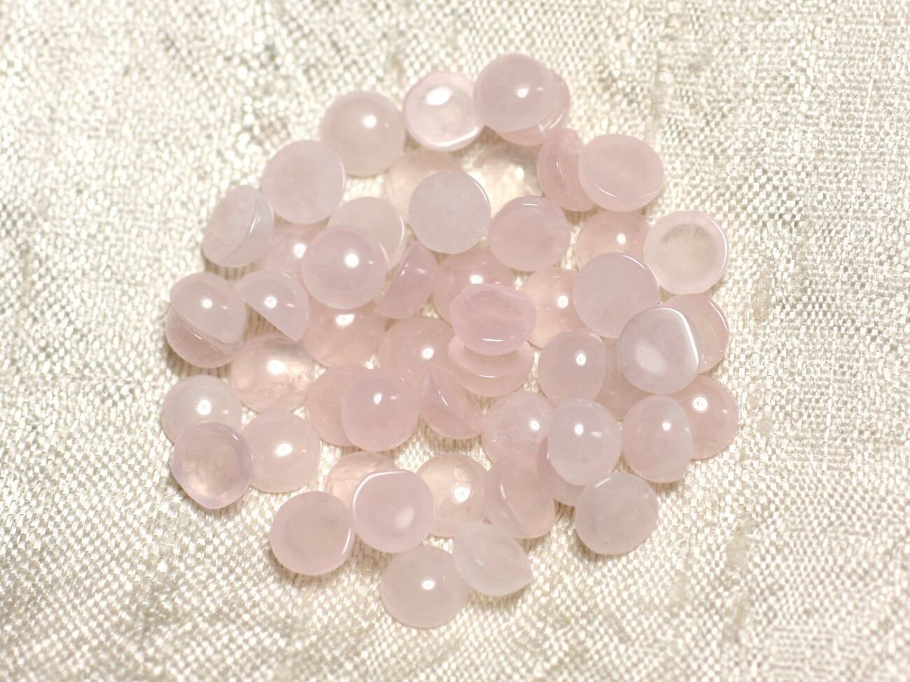 2pc - Cabochon Pierre Quartz Rose Rond 6mm Rose Clair Transparent - 7427039737364