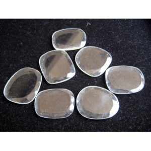 30mm Crystal Quartz Rose Cut Flat Cabochon, Crystal Quartz Faceted Cabochon, Huge Crystal Quartz Table Cut For Jewelry (1pc To 2pcs Option)