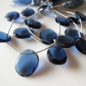 5 Sapphire Blue Hydro Quartz Cabochons: Rose Cut, 15-18mm