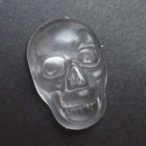 8 Carats Quartz Crystal Cabochon Skull Clear Translucent 23mm x 16mm Small Handmade Carved Halloween Day of the Dead Biker Carving Halloween