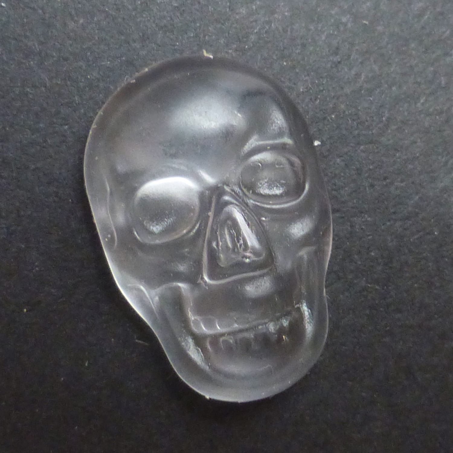 8 Carats Quartz Crystal Cabochon Skull Clear Translucent 23mm X 16mm Small Handmade Carved Halloween Day Of The Dead Biker Carving Halloween