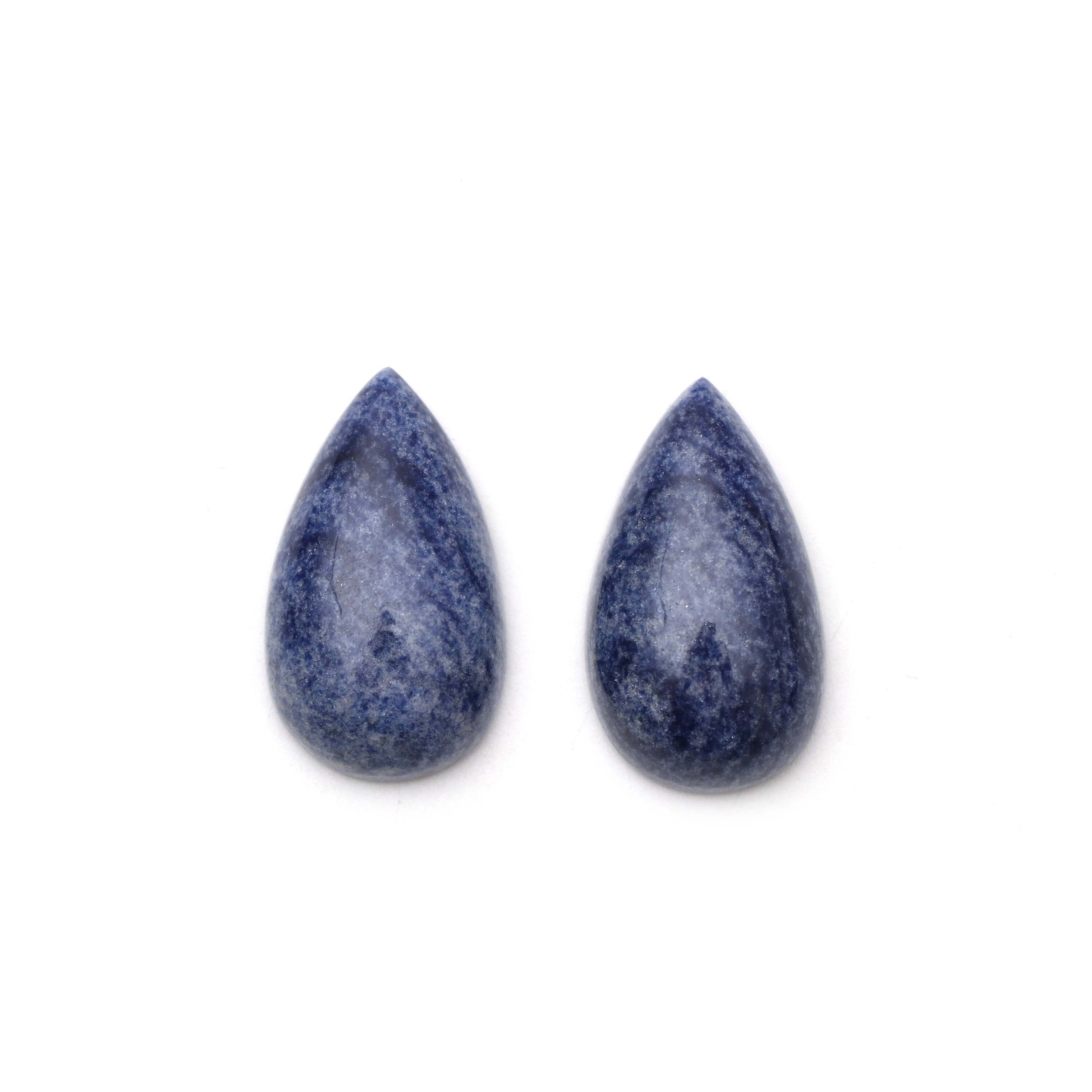 Aaa Quality Natural Denim Quartz Smooth Pear Cabochon Gemstone | 15x26 Mm | Gemstone Cabochon | Pair ( 2 Pieces )