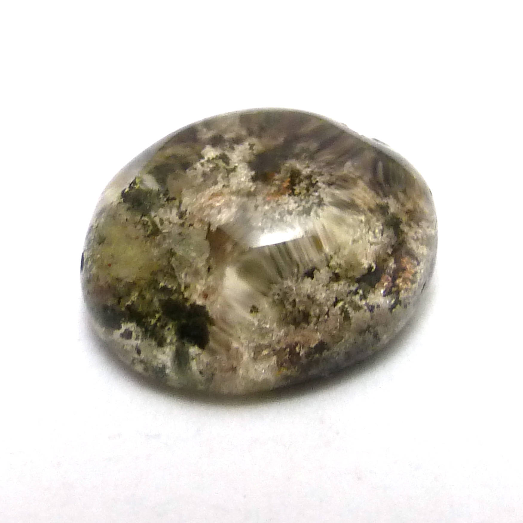 Quartz Chlorite Cabochon Oval Domed Lodolite Inclusions Rutilated Natural Clear Ring Jewelry One Of A Kind Handmade Unique Transparent