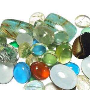 Doublet Quartz Cabochon Gemstone: Mixed Shape Crystal Quartz (9x11 To 12x16 Mm)