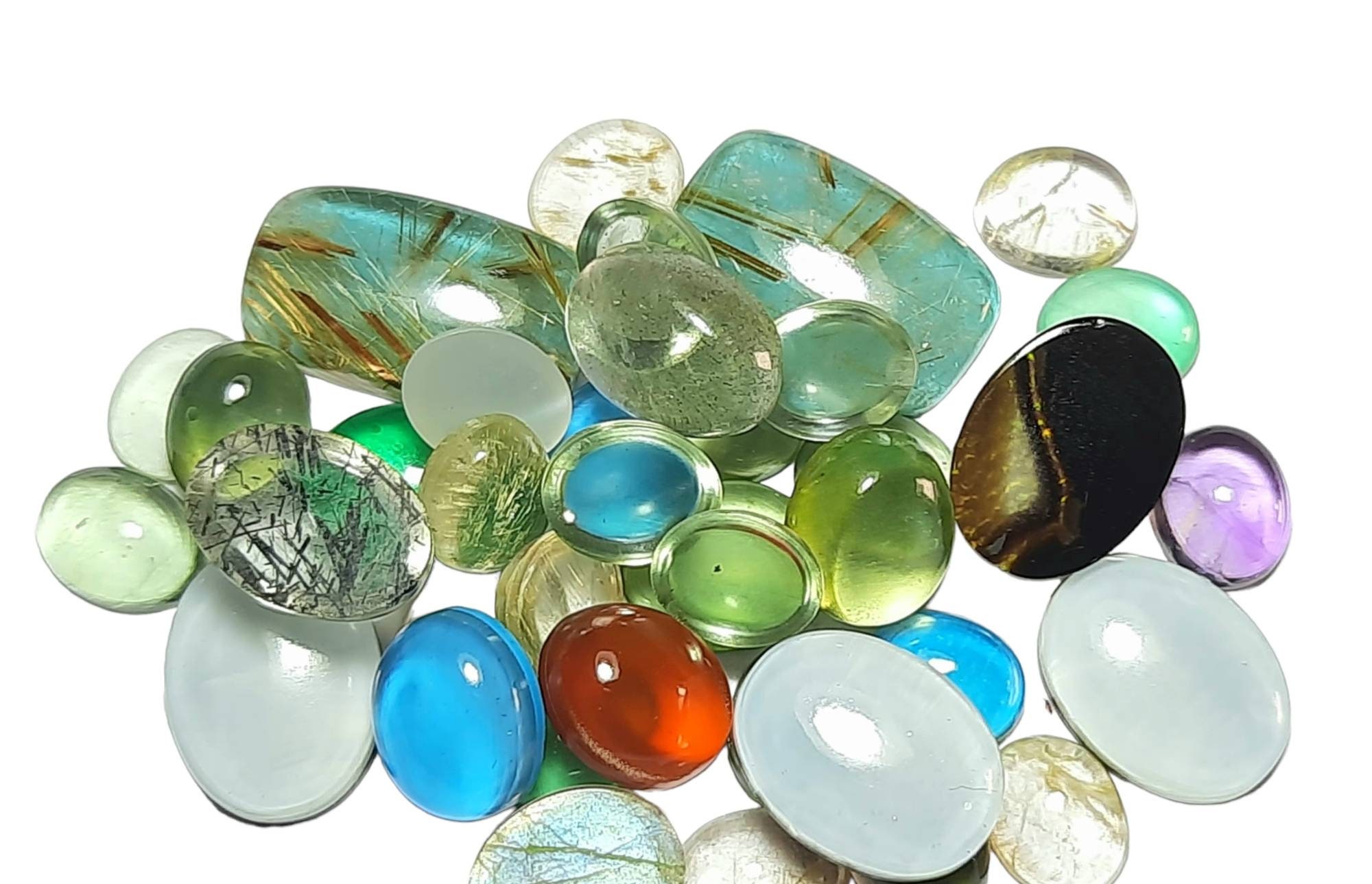 Doublet Quartz Cabochon Gemstone: Mixed Shape Crystal Quartz (9x11 To 12x16 Mm) Doublet Quartz Cabochon Gemstone: Mixed Shape Crystal Quartz (9x11 To 12x16 Mm)