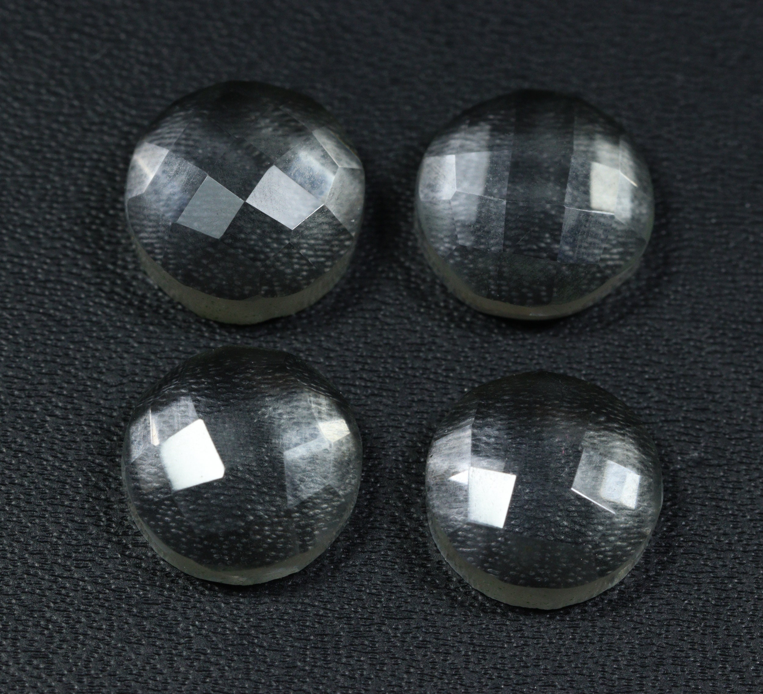 Faceted Clear Quartz Gemstone: Rose Cut Round Cabochon Faceted Clear Quartz Gemstone: Rose Cut Round Cabochon