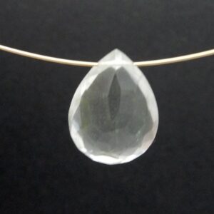 Faceted Crystal Quartz Briolette Bead - Teardrop Cabochon (16x12mm)